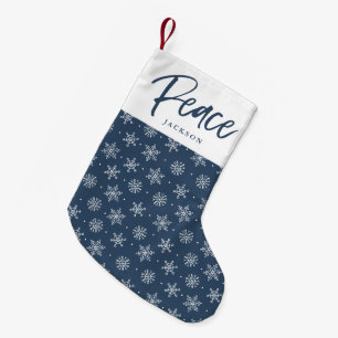 Petite Chaussette De Noël Hiver paisible Bleu marine