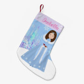 Petite Chaussette De Noël Hiver Princesse Brunette Cheveux (Devant (Accrochage))