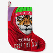 Petite Chaussette De Noël Hiver Tigre Noël Stocker (Devant)