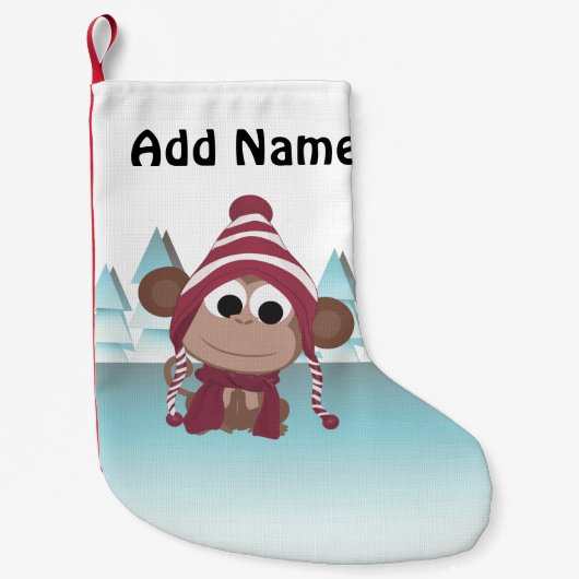 Petite Chaussette De Noël Hiver Wonderland Monkey (Devant)