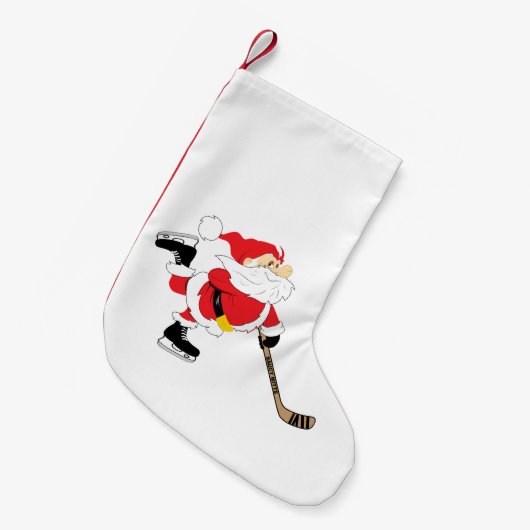 Petite Chaussette De Noël Hockey Père Noël Patinage Stocking (Devant (Accrochage))
