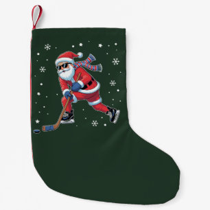 Petite Chaussette De Noël Hockey sur glace Noël Santa Jouant Équipe de sport