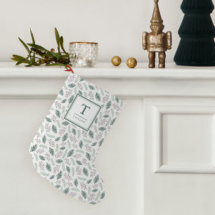 Petite Chaussette De Noël Holly et Pine   Monogramme