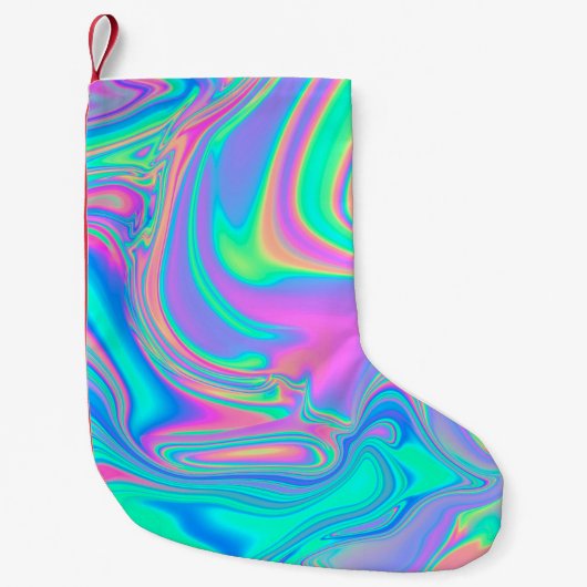 Petite Chaussette De Noël Holographie Iridescente : Neon Marbled Texture (Devant)