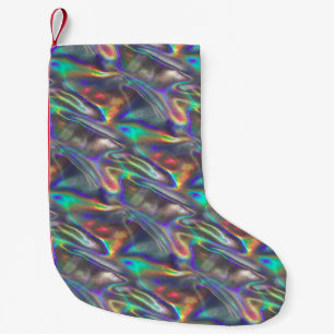 Petite Chaussette De Noël holographique argent xmas stockage de noël