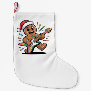 Petite Chaussette De Noël Homme en pain d'épice jouant de la guitare Père No
