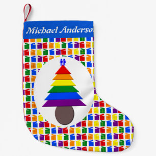 Petite Chaussette De Noël Hommes gais Arbre de Noël arc-en-ciel et présente