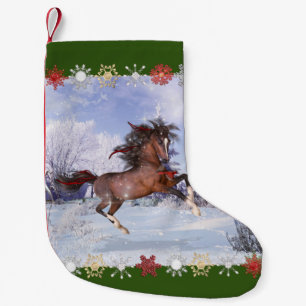 Petite Chaussette De Noël Horse et cardinaux Stocker