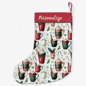 Petite Chaussette De Noël Hot Christmas Holiday Drinks Pattern Personalized (Dos)
