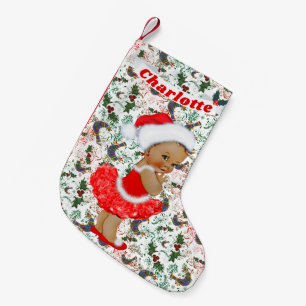 Petite Chaussette De Noël Houx vert rouge nommé ethnique de bébé mignon d