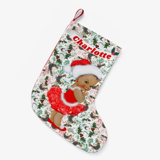 Petite Chaussette De Noël Houx vert rouge nommé ethnique de bébé mignon de (Devant (Accrochage))