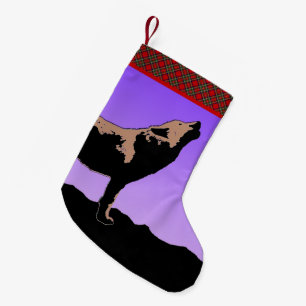 Petite Chaussette De Noël Howling Wolf at Sunset - Art faunique original