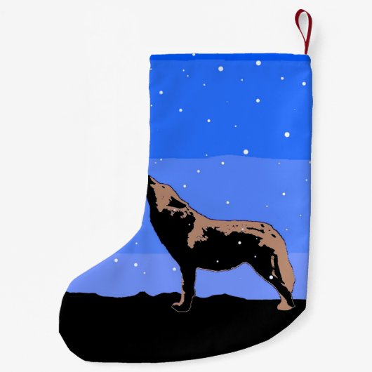 Petite Chaussette De Noël Howling Wolf en hiver - Art faunique original (Dos)