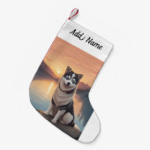 Petite Chaussette De Noël Husky sibérien (Devant (Accrochage))
