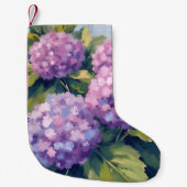 Petite Chaussette De Noël Hydrangée violette Aquarelle Florale (Devant)