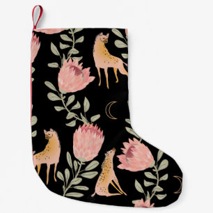 Petite Chaussette De Noël Hyena & Protea : Motif Vintage foncé