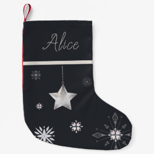 Petite Chaussette De Noël hygge de flocon d'argent Monogramme Noël Stocker