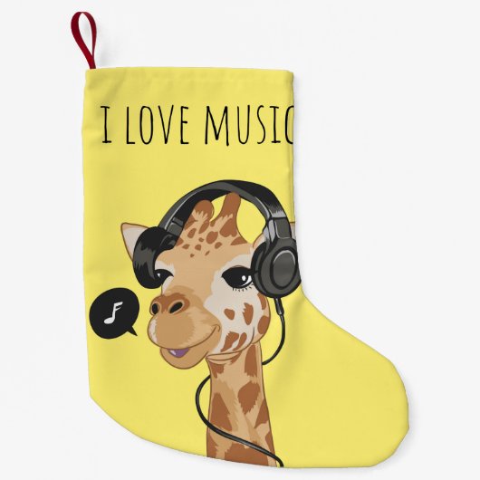 Petite Chaussette De Noël I Love Music Giraffe (Devant)