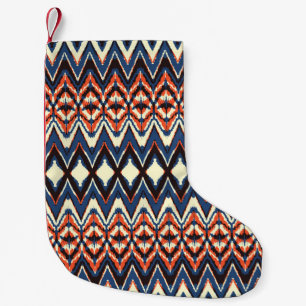 Petite Chaussette De Noël Ikat motif sans soudure. teinture à cravate imprim