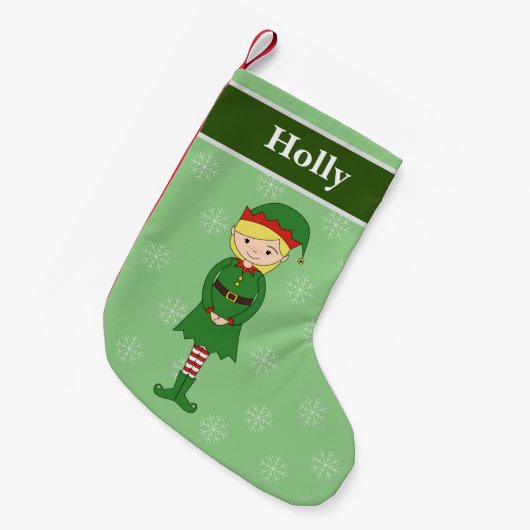 Petite Chaussette De Noël illusima Fille Elfe Noël Snowflakes Vert (Devant (Accrochage))