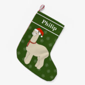 Petite Chaussette De Noël illusima Llama Noël Snowflakes Vert (Devant (Accrochage))