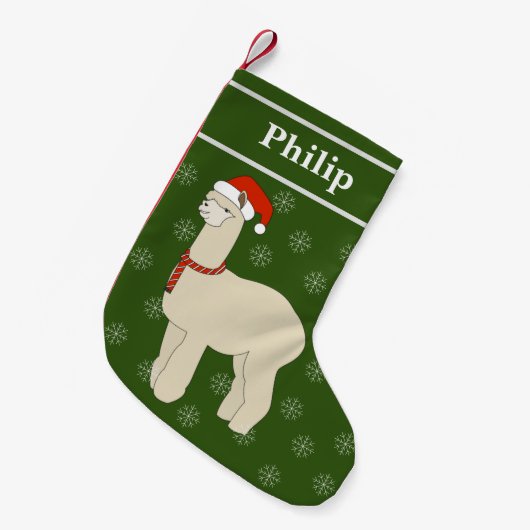 Petite Chaussette De Noël illusima Llama Noël Snowflakes Vert (Devant (Accrochage))
