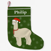 Petite Chaussette De Noël illusima Llama Noël Snowflakes Vert (Devant)