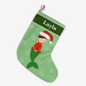 Petite Chaussette De Noël illusima Sirène Noël Snowflakes Vert (Devant (Accrochage))