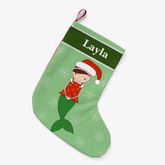 Petite Chaussette De Noël illusima Sirène Noël Snowflakes Vert (Devant (Accrochage))