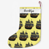 Petite Chaussette De Noël Illustration de bateau pirate (Dos)