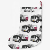 Petite Chaussette De Noël Illustration de camion à ordures (Dos)