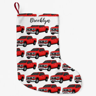 Petite Chaussette De Noël Illustration de dessin animé de camionnette rouge