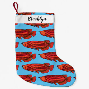 Petite Chaussette De Noël Illustration de dessin animé de poisson Arowana ro