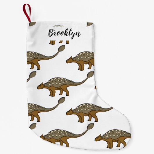 Petite Chaussette De Noël Illustration de dinosaure blindé Ankylosaurus (Devant)