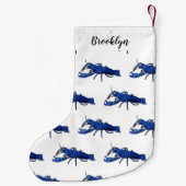Petite Chaussette De Noël Illustration de l'écrevisse marron bleu (Dos)