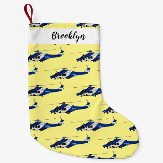 Petite Chaussette De Noël Illustration de l'hélicoptère de police (Devant)