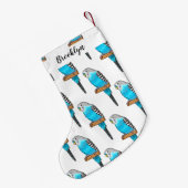 Petite Chaussette De Noël Illustration de l'oiseau bleu budgerigar (Dos (Accrochage))