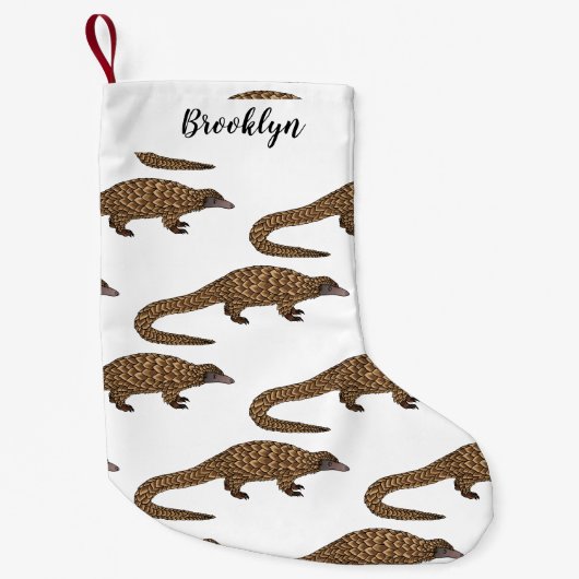 Petite Chaussette De Noël Illustration de pangolin à queue longue (Devant)