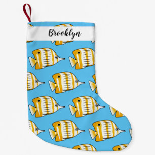 Petite Chaussette De Noël Illustration de poisson papillon en style cartoon 