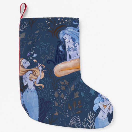 Petite Chaussette De Noël Illustration de sirène sous-marine (Devant)