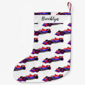 Petite Chaussette De Noël Illustration de voiture de course professionnelle (Dos)