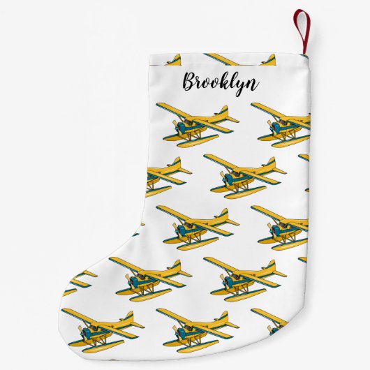 Petite Chaussette De Noël Illustration d'hydravion (Dos)