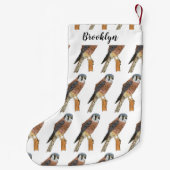 Petite Chaussette De Noël Illustration d'oiseau américain Kestrel (Dos)