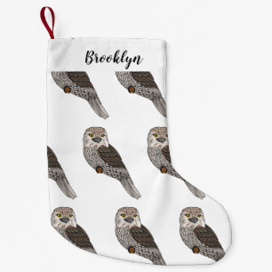 Petite Chaussette De Noël Illustration d'oiseau de Tawny frogmouth