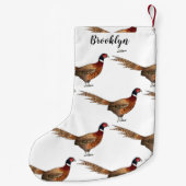 Petite Chaussette De Noël Illustration d'oiseau faisan à cou circulaire (Dos)