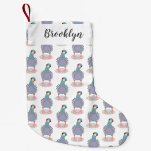 Petite Chaussette De Noël Illustration drôle de pigeon curieux