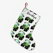 Petite Chaussette De Noël Illustration du joli joyeux tracteur agricole vert (Devant (Accrochage))