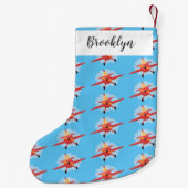 Petite Chaussette De Noël Illustration d'un avion rouge volant mignon (Dos)