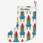Petite Chaussette De Noël Illustration d'un vaisseau de fusées (Dos)