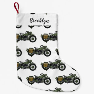 Petite Chaussette De Noël Illustration d'une moto de croiseur militaire